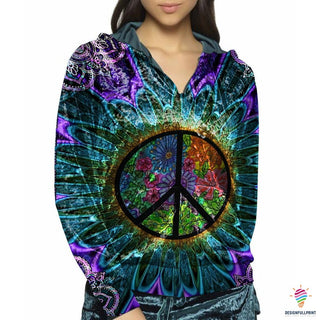 Gift For Hippie Hippie Peace Flower Velvet Hoodie