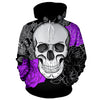 3D Purple Floral Skull Printed Hoodie 022 - designfullprint