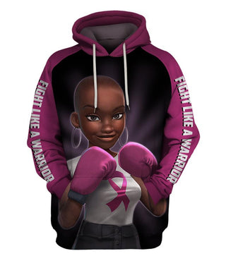 Pink Ribbon Awareness Fight Like A Warrior Breast Cancer Awareness Women Unisex Zipup Pullover Hoodie T-shirt Sweatshirt