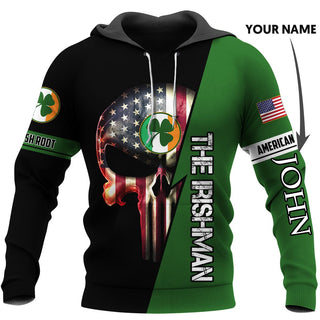 Skull Gift Irish Shop Personalized Irish American Skull Irish Green Unisex Size Hoodie