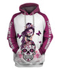 Skull Gift Pink Ribbon Fight Like A Warrior™ Breast Cancer Awareness Sugar Skull Girl Unisex Zipup/ Pullover Hoodie T-shirt Sweatshirt