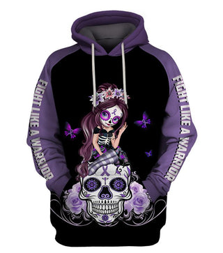 Fight Like A Warrior™ Lupus/ Fibromyalgia/ Alzheimer Neurapathy Purple Cancer Awareness Hoodie