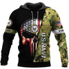 Skull Gift Gift For Army US Navy Symbol Skull Personalized 3D Skull Hoodie United States Navy Apparel