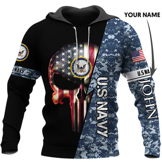 Skull Gift Gift For Army US Navy Symbol Skull Personalized 3D Skull Hoodie United States Navy Apparel