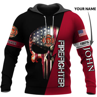 Skull Gift Personalized Firefighter Gifts US Firefighter Skull Rescue Fire Department US Fireman Unisex Size Hoodie Fireman