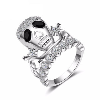 Crystal Fashion 925 Sterling Silver Skull Couple Ring