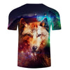 Galaxy Wolf 3D Print T-shirt, Summer Short Sleeve O-neck Tops &Tee
