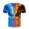 Fire and Ice Wolf Printed 3D Men Women T-shirts , Short Sleeve Summer Tops Tees - designfullprint
