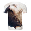 Double-Wolf Lovers 3D Print Men Women T-shirt, Summer Casual Short Sleeve O-neck Tops&Tee - designfullprint