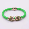 Hot Selling Fashion Braided Leather Gold Skull Women Men Bracelets