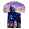 New galaxy 3D Wolf Printed Summer T-shirt - designfullprint