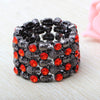 Red Rhinestone Punk Skull Charm Bracelet