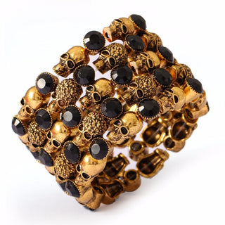 Vintage Antique Gold Skull Multi-Layer Bracelet