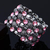 Vintage Pink Rhinestone Multi-Layer Skull Bracelet