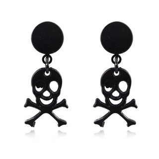 Punk Rock Skull Round Magnetic Stud Earrings