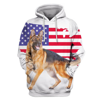 German Shepherd Dogs Under American Flag 3D HOODIE 03