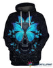 Skull Gift Gift For Butterfly Lover Delight Skull Blue Butterfly Unisex Hoodie LN