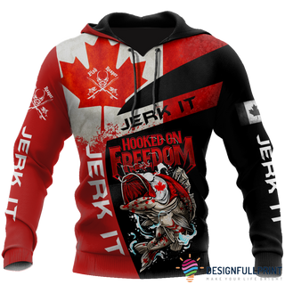 Fishing Gifts Hooked on Freedom Canada Fishing 3D US Unisex Size Hoodie LN