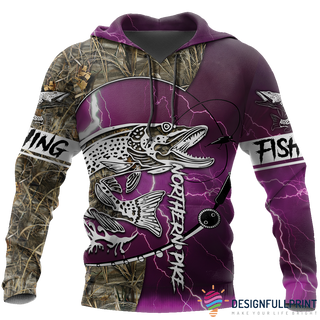 Fishing Gifts Northern Pike Fishing Purple US Unisex Size Hoodie LN