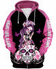 Skull Gift Multi-color Sugar Skull Girl Cancer Awareness Zip up Hoodie 3d Skull Hoodies 3d Skull Print Pocket Hoodie
