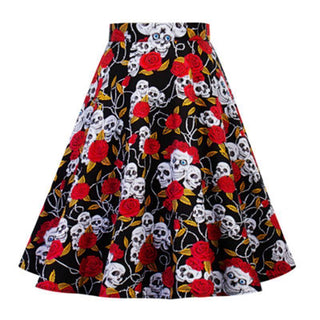 Skull Flower Printing Skirts - designfullprint