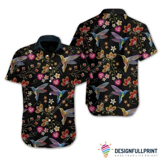 Hummingbird Embroidery Unisex Hawaii Shirt LN
