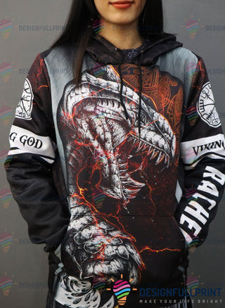 Gift For Viking Lover Gift For Dragon Lover Personalized Viking God Dragon Unisex Hoodie