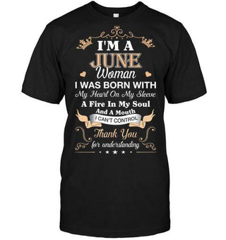 I'm A June Women Hearts On My Sleeves T-shirt - designfullprint