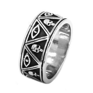 Illuminati Pyramid Eye Stainless Steel Skull Ring