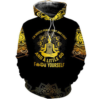 Gift For Hippie Im Mostly Peace Love And Light And A Little Go Personalized Unisex Hoodie