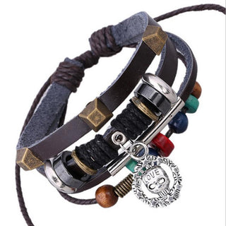 Multi-Layer Infinity Skull Charm Leather Bracelet