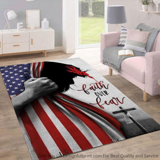Gift For Christian Jesus American Flag rug