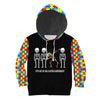 Skull Gift It's Ok To Be Different Adult and Kid Autism Awareness Autism Awareness Promotion Dabbing Skull Hoodies Autism Gift