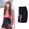 Flower Embroidery Black Skirt - designfullprint