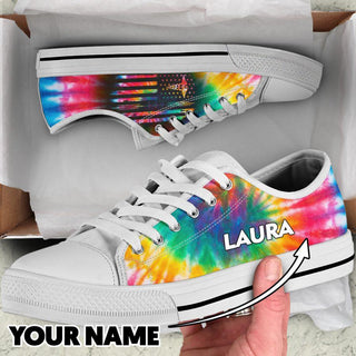 Medical Flag Tie Dye Personalized LowTop Canvas Shoes