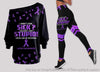 Purple Lupus Awareness Off Shoulder Long Sleeves Top and Leggings Set