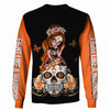 Skull Gift Fight Like A Warrior™ Orange Leukemia Cancer Sugar Skull Girl Awareness Hoodie luekemia