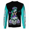 Skull Gift Fight Like A Warrior™ Teal and Purple Sugar Skull Girl Sucide Awareness Hoodie