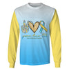 Peace Love Down Syndrome Day Pullover/Zipup Hoodie, and Long Sleeve Shirt US Unisex Size