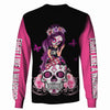 Skull Gift Pink Ribbon Fight Like A Warrior™ Breast Cancer Awareness Sugar Skull Girl Unisex Zipup/ Pullover Hoodie T-shirt Sweatshirt