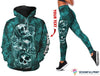 Skull Gift Blue Rose and Skull US Size Hoodie And Leggings Set LN Skull Sweatshirt