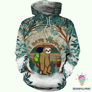 Gift For Camper Sloth Cheer Up I Hate People Camping Hoodie LN Cute Sloth