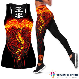Phoenix Tattoo Fire Tank Top And Leggings Set HG