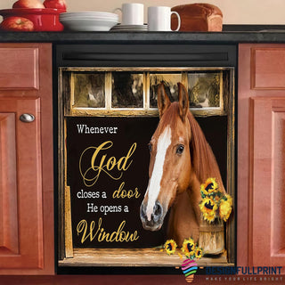 Gift For Horse Lover Horse Whenever God Closes A Door Decor Dishwasher Cover LN