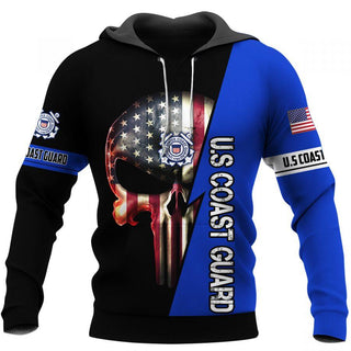 Skull Gift Gift For Army US Coast Guard Blue Skull Unisex US Size Hoodie