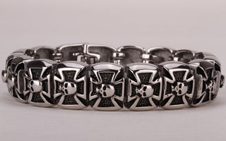 Punk Rock Stainless Steel Cross Skull Bracelet