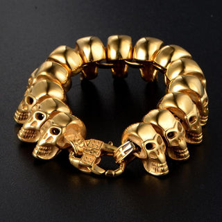 Stainless Steel Golden Skull Head Bracelet