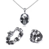 Mens Vintage Gothic Skull Jewelry Set