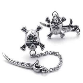 Vintage Stainless Steel Pirate Skull Stud Earrings