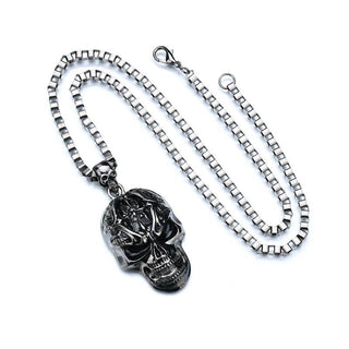 Black Gun Plated Metal Big Skull Pendant - designfullprint